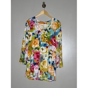 Jams World Floral Tunic Top Womens Small Hawaiian Art Print